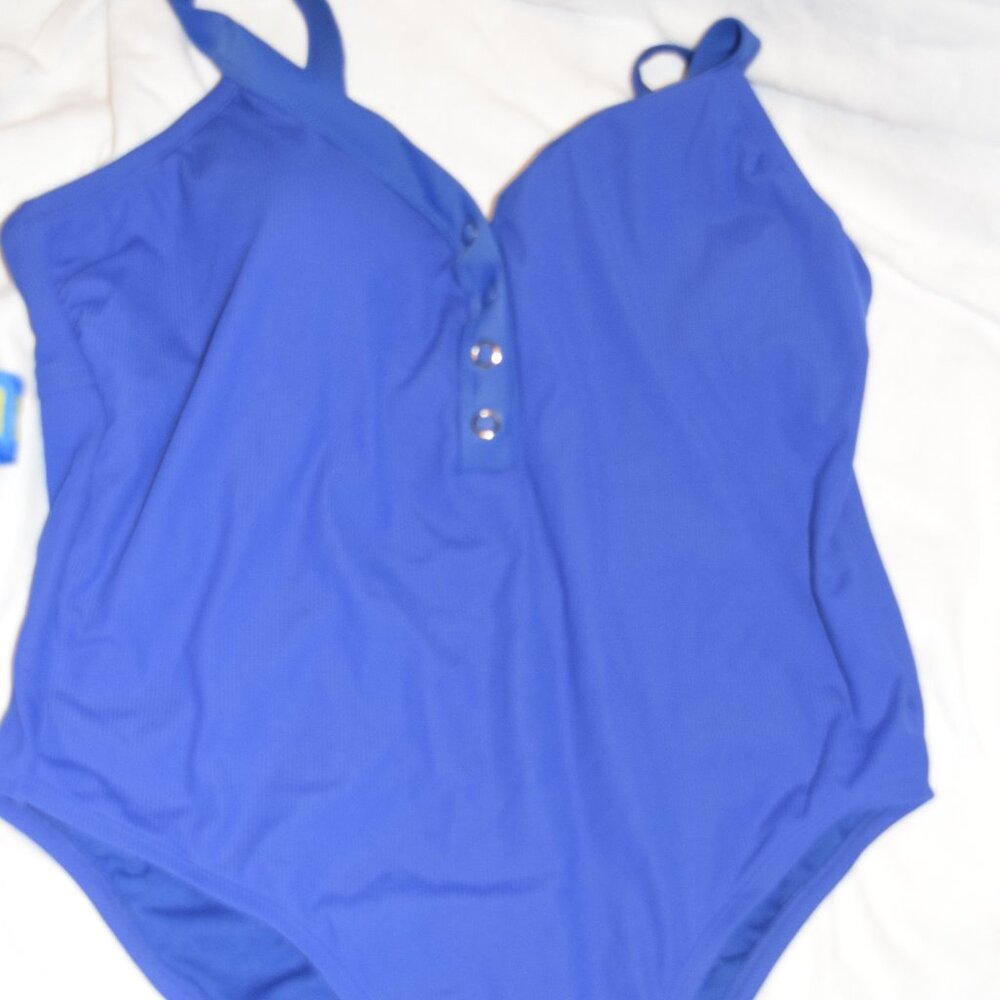 NWT Xhilaration Royal Blue One Piece Swim Suit, Size 16W